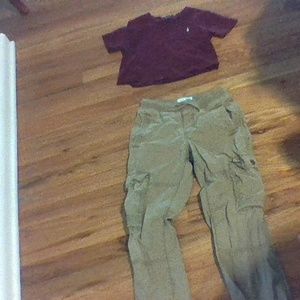 Cropped polo shirt and cargo pants